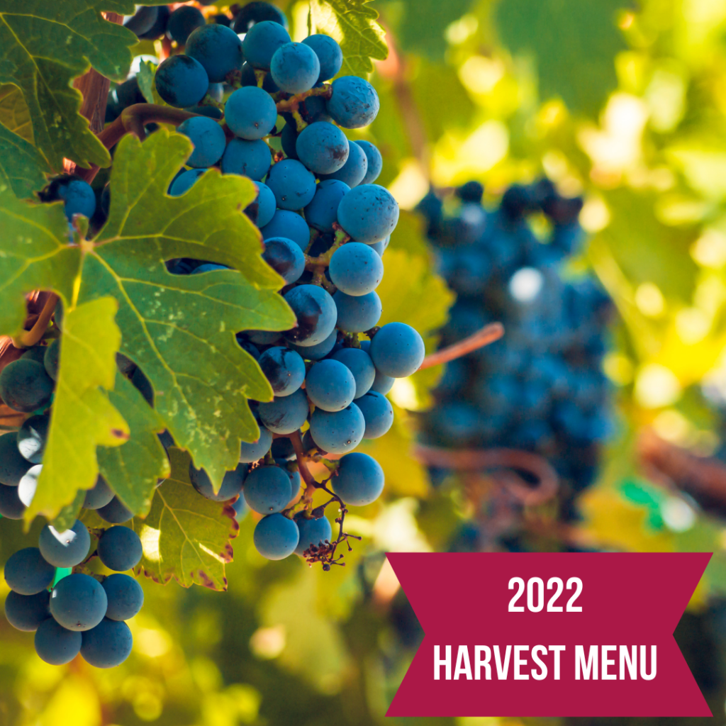 2022 harvest menu, harvest, wine grapes, wine juice, harvest tracker